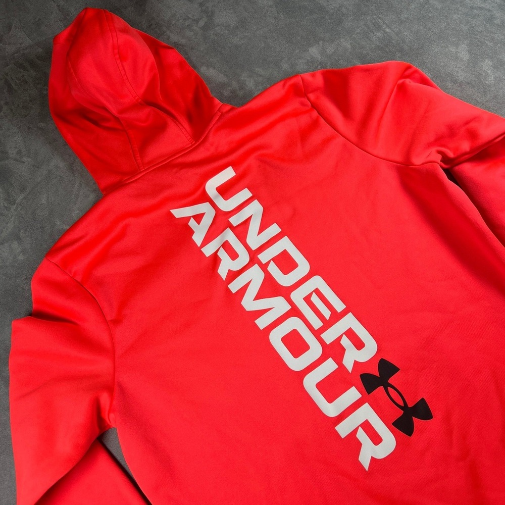 Under Armour Men's Armour Fleece Graphic Hoodie 1379745 Neon Orange/Red Sz M‎